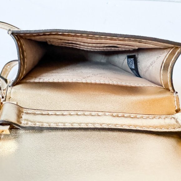 Michael Kors Carmen Small North South Phone Crossbody Bag Pale Gold - Picture 11 of 14